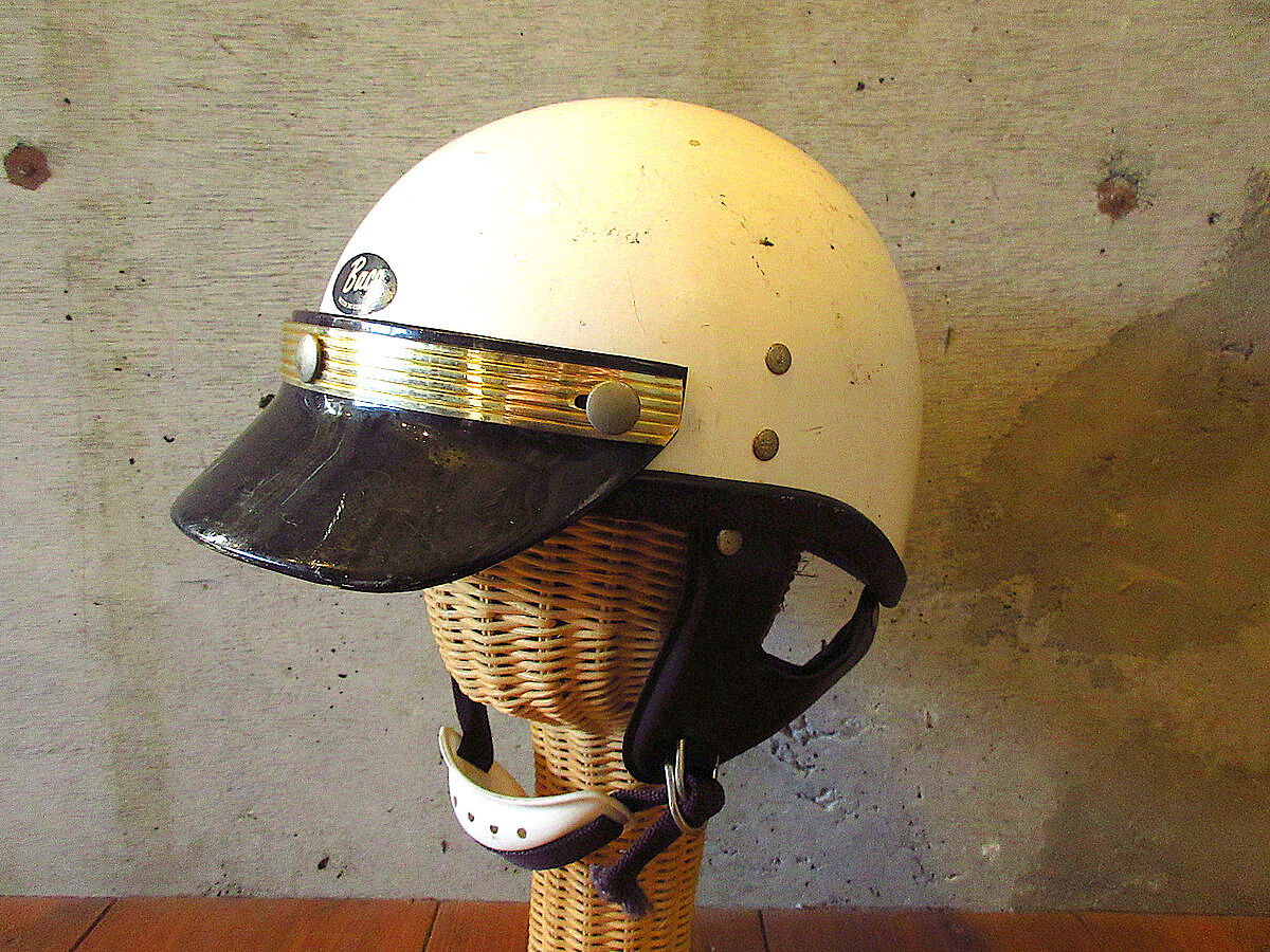ビンテージ60's○BUCO PROTECTORバイザー付きハーフヘルメット白