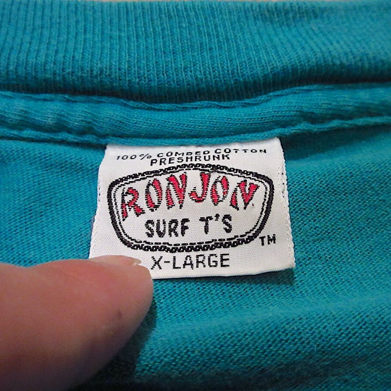 ビンテージ80's○RON JON SURF SHOP両面プリントポケットTシャツsize X