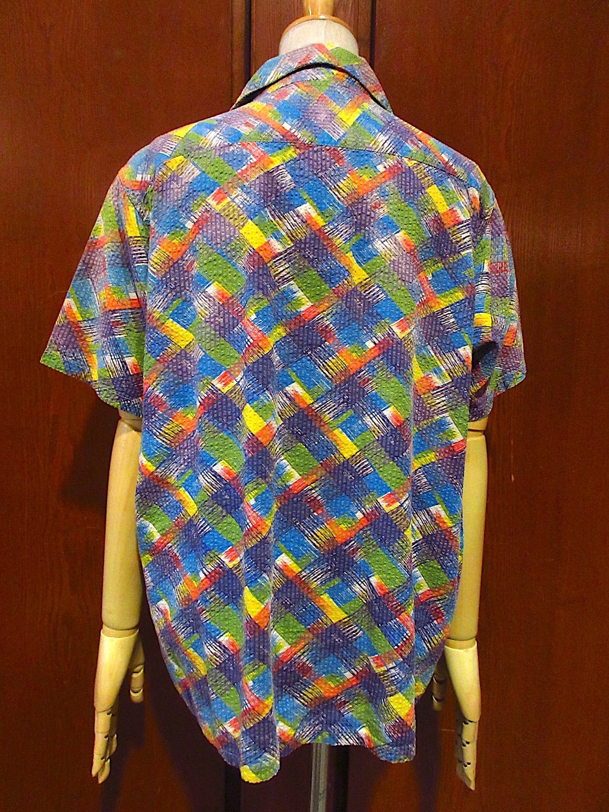 ビンテージ50's○SPIEGEL総柄シアサッカー半袖ループカラー ビンテージ50's○SPIEGEL総柄シアサッカー半袖ループカラー