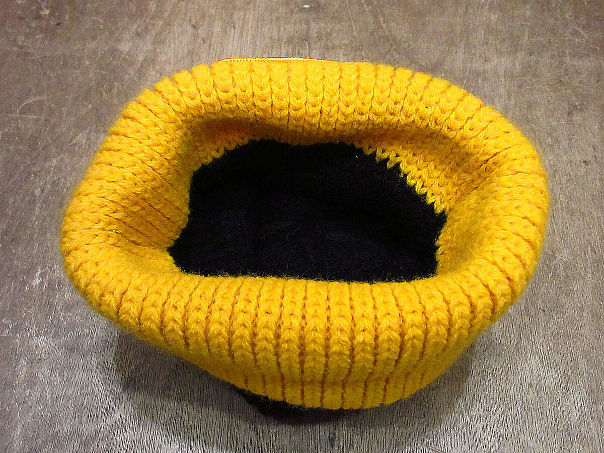 ビンテージ70's80's○CATツートンニット帽黄×黒○231003i3-m-cp ビンテージ70's80's○CATツートンニット帽黄×黒○231003i3-m-cp