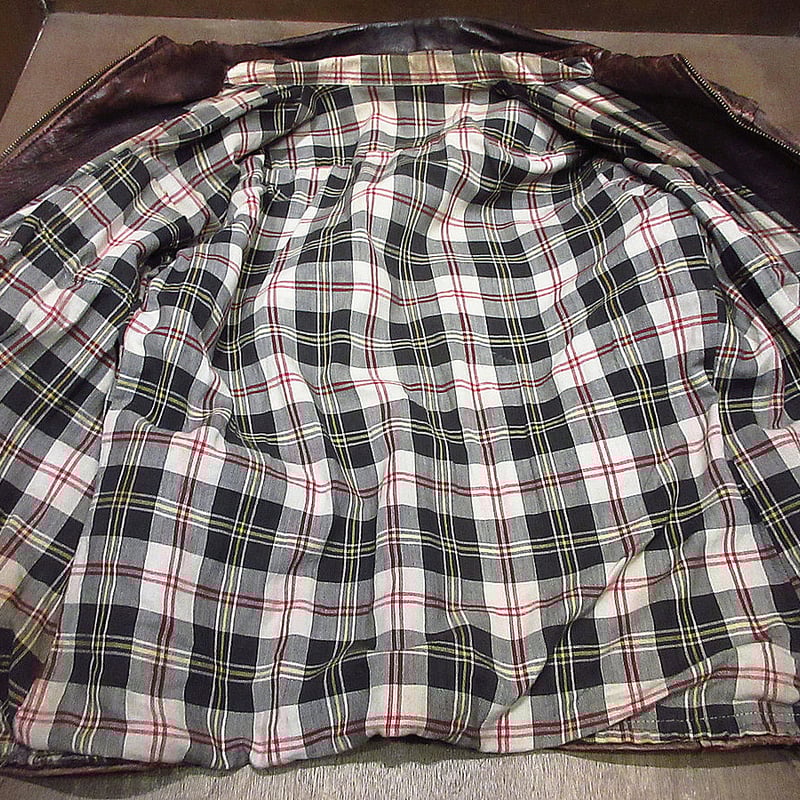 ビンテージ30's40's○ジップアップレザーカーコート茶○240202i2-m-jk