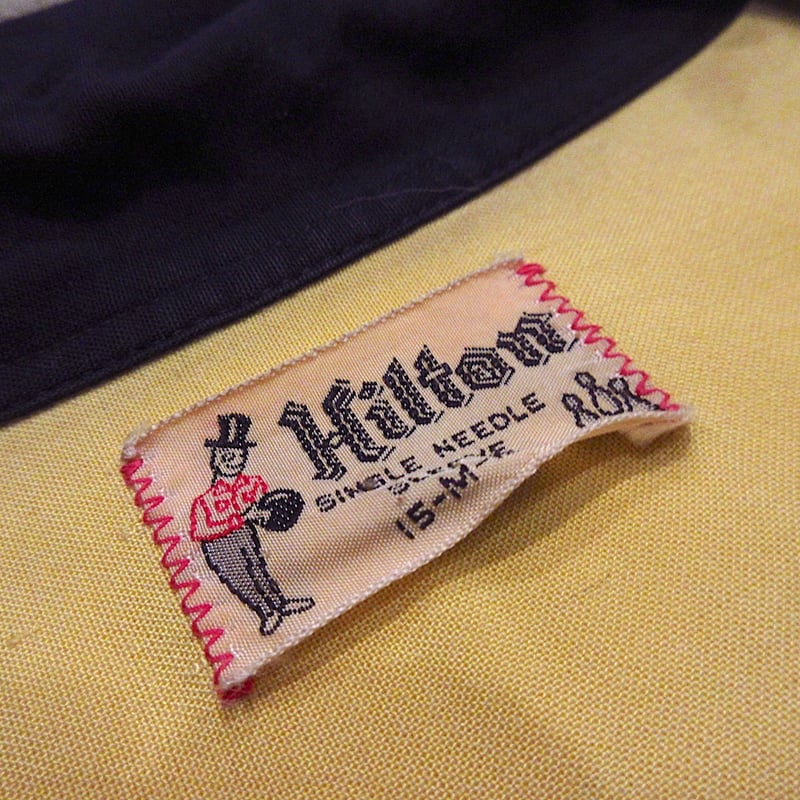 【希少・美品】Hilton ボーリングシャツ 50s USA製 ビンテージ 刺繍 ビンテージ50's○Hilton刺繍入りボーリングシャツsize M