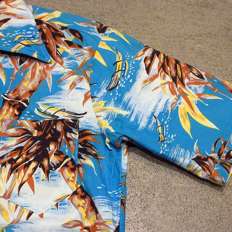 ビンテージ70's○JCPenney コットン総柄ハワイアンシャツ M○210514s3