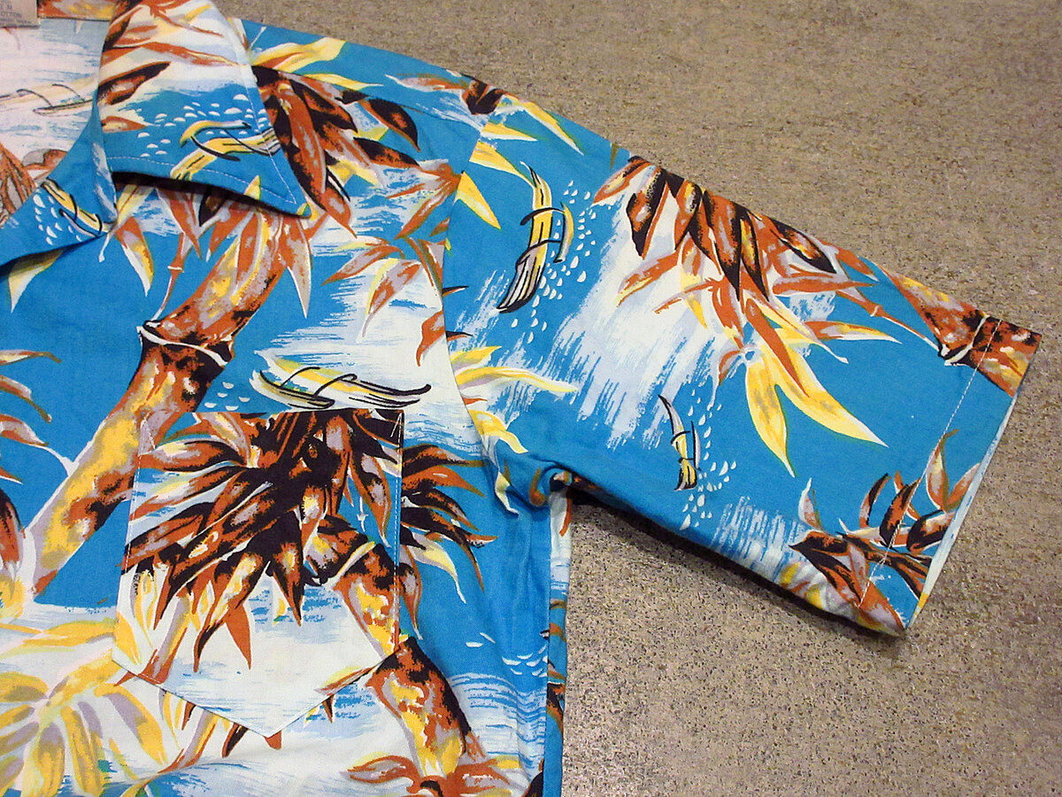 ビンテージ70's○JCPenney コットン総柄ハワイアンシャツ M○210514s3