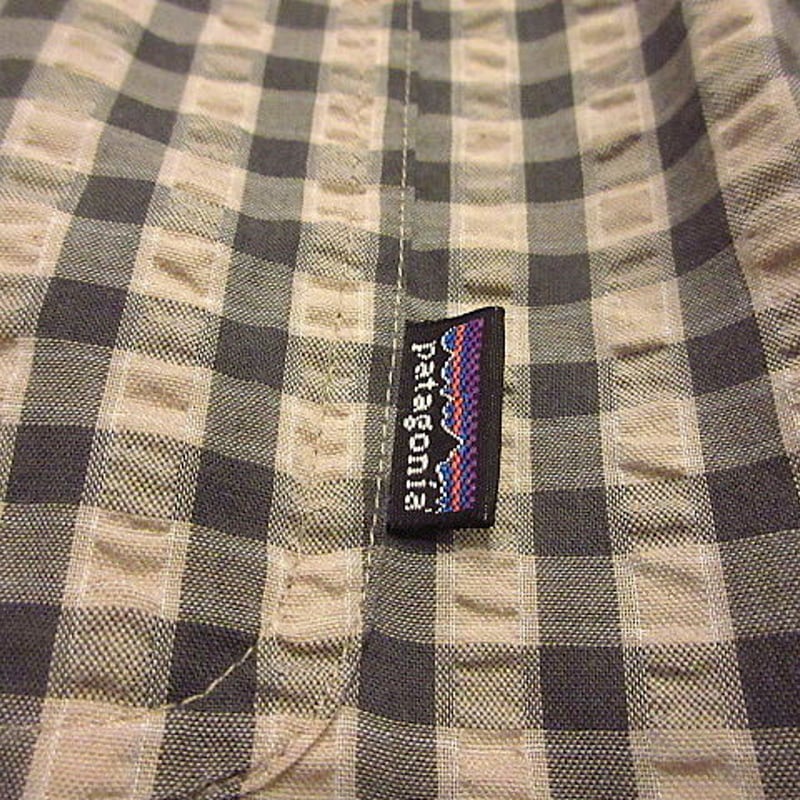 Patagoniaシアサッカーチェック半袖シャツsizeL○200629f2-m