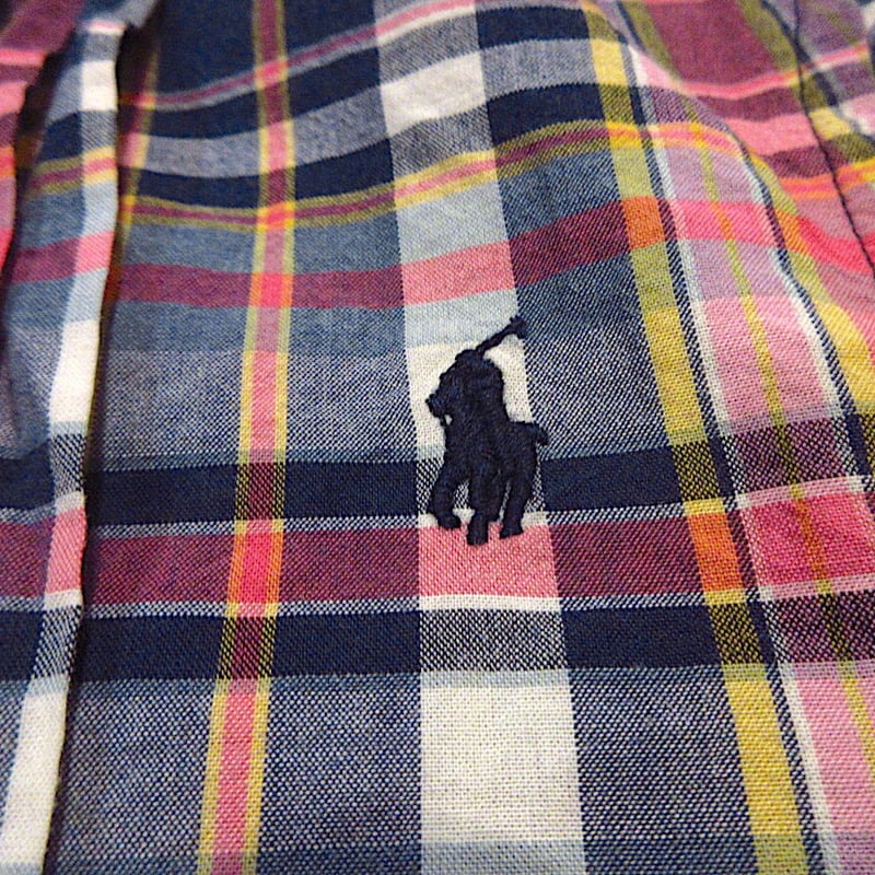 ビンテージ○POLO Ralph Laurenキッズマドラスチェックヘンリー ビンテージ○POLO Ralph Laurenキッズマドラスチェックヘンリー