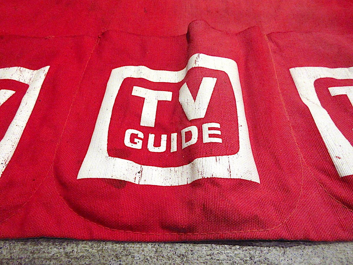 ビンテージ~60's○TV GUIDEキャンバスエプロン赤○241005m6-apr