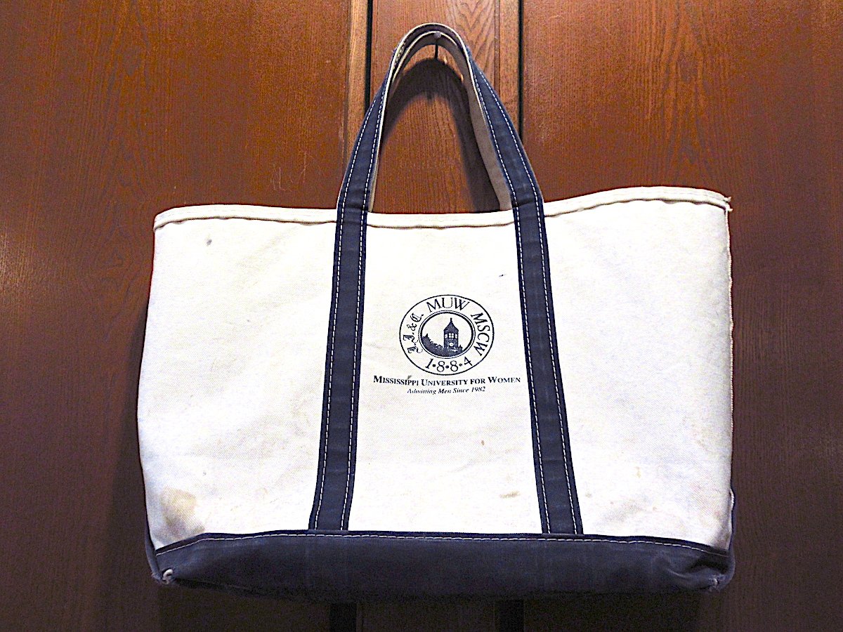 ビンテージ80's90's○L.L.Beanカレッジプリントキャンバストートバッグ
