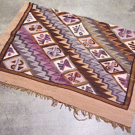 貴重！70's〜アメリカアンティーク　ニットラグ　USAヴィンテージレトロ雑貨 貴重！70's〜アメリカアンティーク ニットラグ USAヴィンテージ