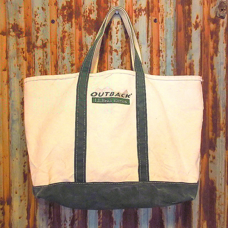 L.L.Bean刺繍入りキャンバストートバッグ緑×白○231216j4-bag-tt