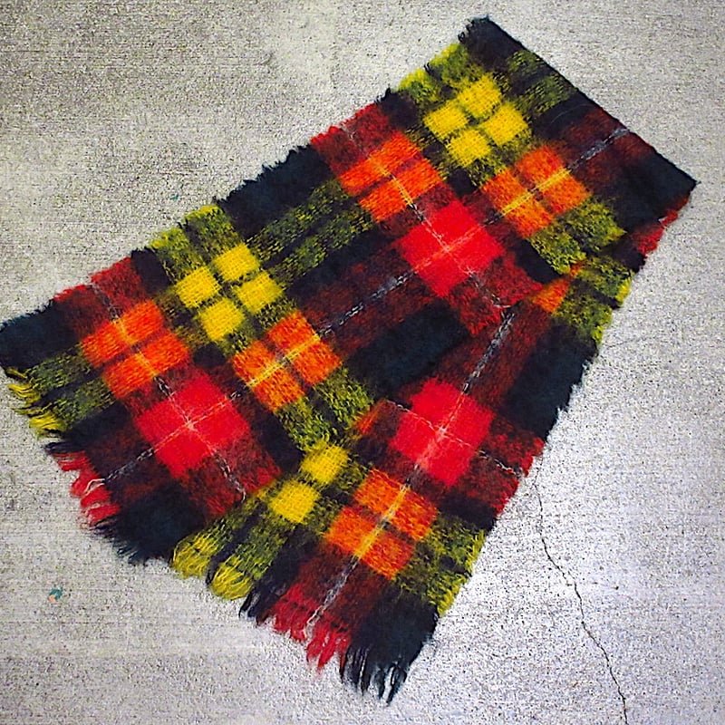 ビンテージ○チェックモヘアマフラー○251120n7-mflファッション雑貨