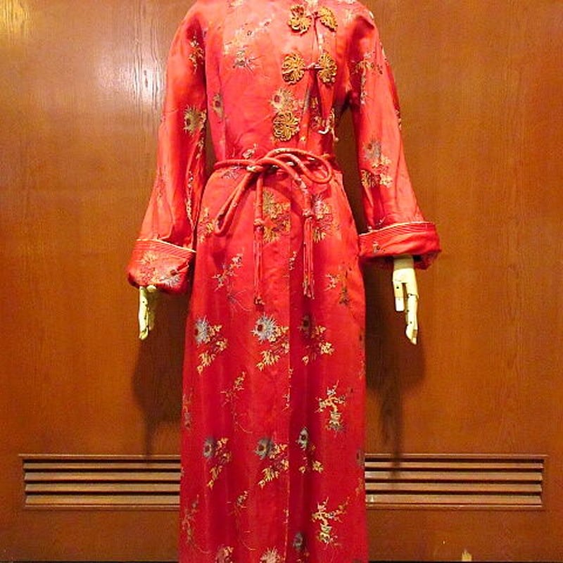 40-50's vintage used刺繍チャイナガウン-