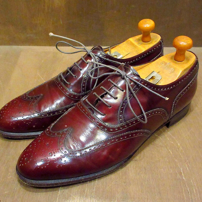 8.5 EE フェラガモ ウイングチップ レザー シューズ 革靴 革底 茶 MADE IN ITALY FERRAGAMO ウイングチップシューズ赤茶 Size 9D○2