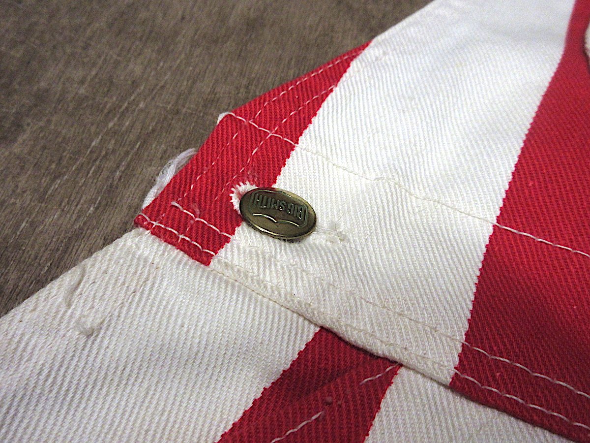 70s BIG SMITH ストライプ オーバーオール 希少 ビンテージ70's○Big Smithストライプ柄デニムオーバーオール