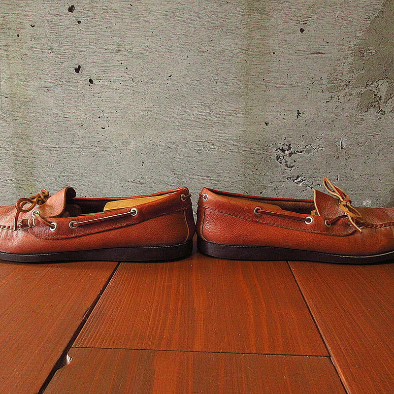 ビンテージ70's○DEADSTOCK L.L.Beanレザーモカシンローファー茶size 1...