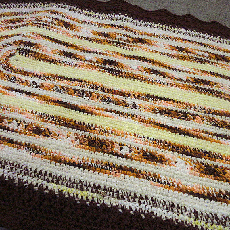 ビンテージ○かぎ針編みラグsize 約120cm×約70cm○230327k5-rug インテ