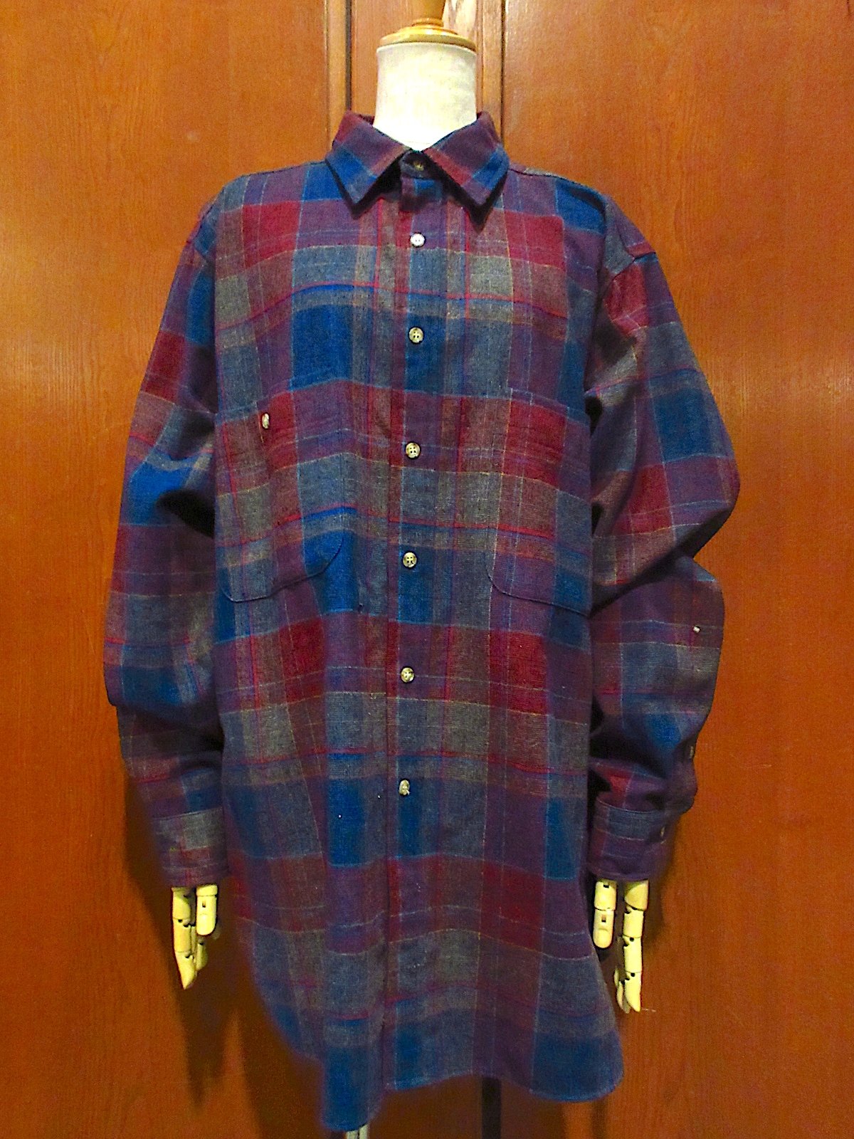 70's~80's PENDLETON チェック ウール 長袖シャツ XL 70's~80's PENDLETON Wool Plaid Shirt USA製 SIZE M 70年代 80
