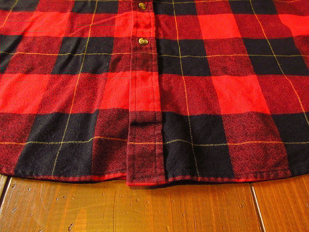 ビンテージ80's○SAUGATUCKチェックネルシャツ赤×黒×黄色size M○241113