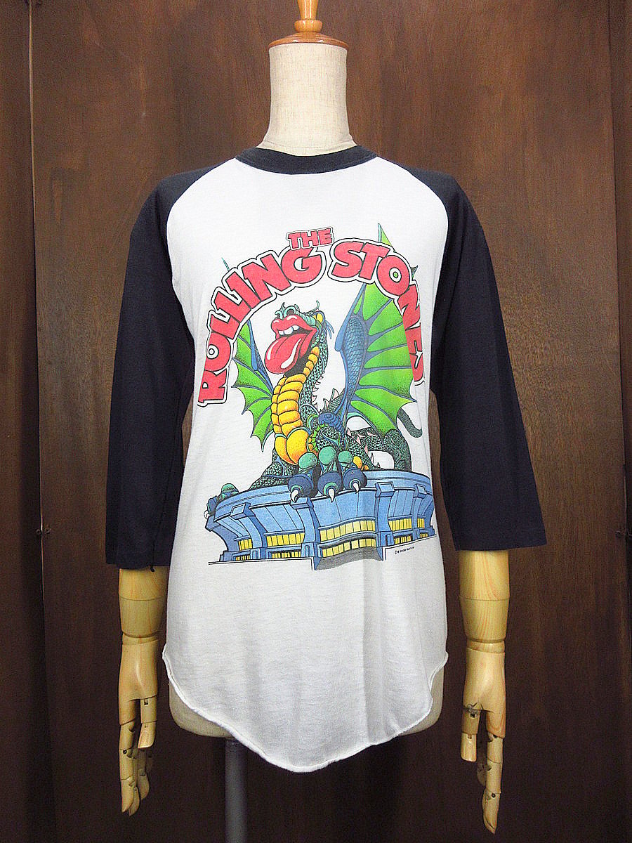 ビンテージ90's○THE ROLLING STONESプリントラグランTシャツ白×黒size