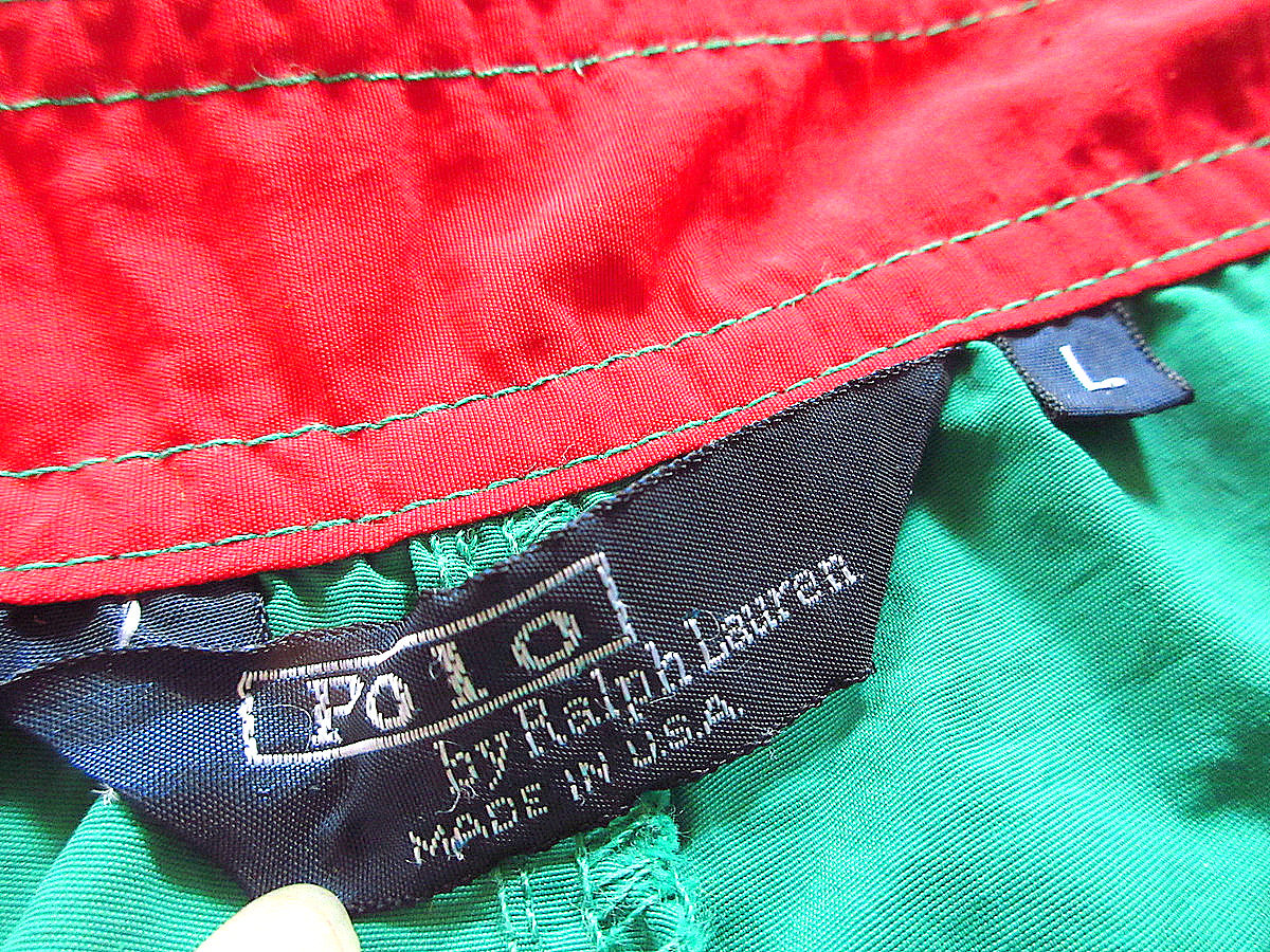 ビンテージ90's○Polo Ralph LaurenナイロンショーツRL-92緑size L