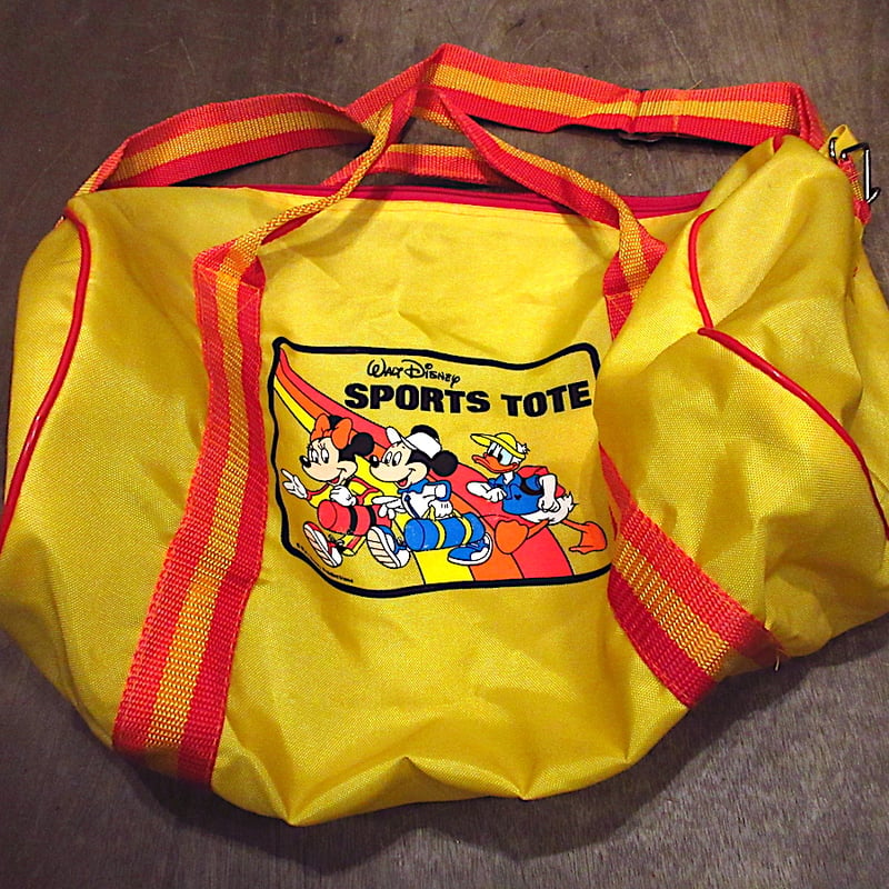 ビンテージ80's○DEADSTOCK? WALT DISNEYナイロンボストンバッグ黄×オレ