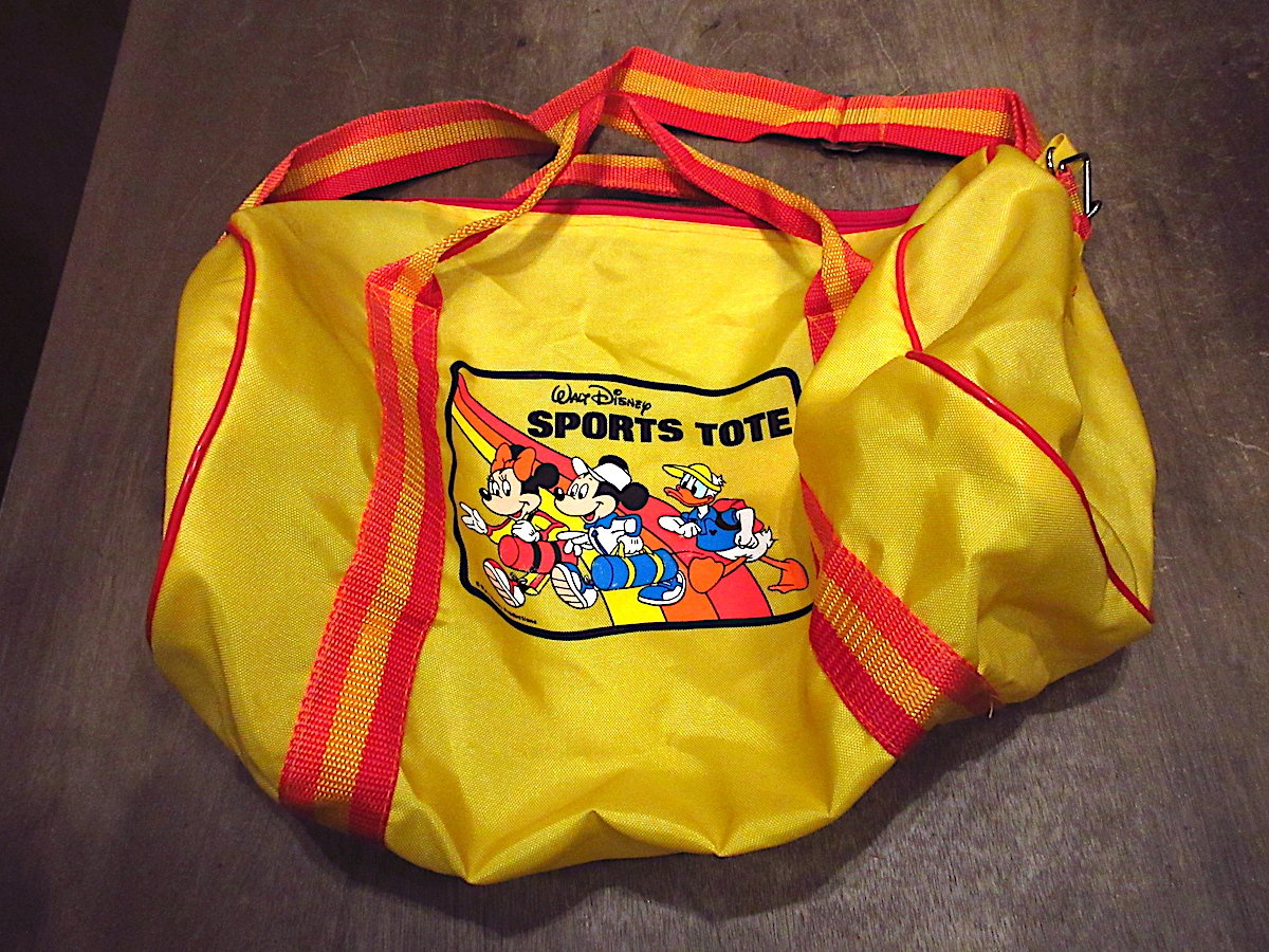 ビンテージ80's○DEADSTOCK? WALT DISNEYナイロンボストンバッグ黄×オレ