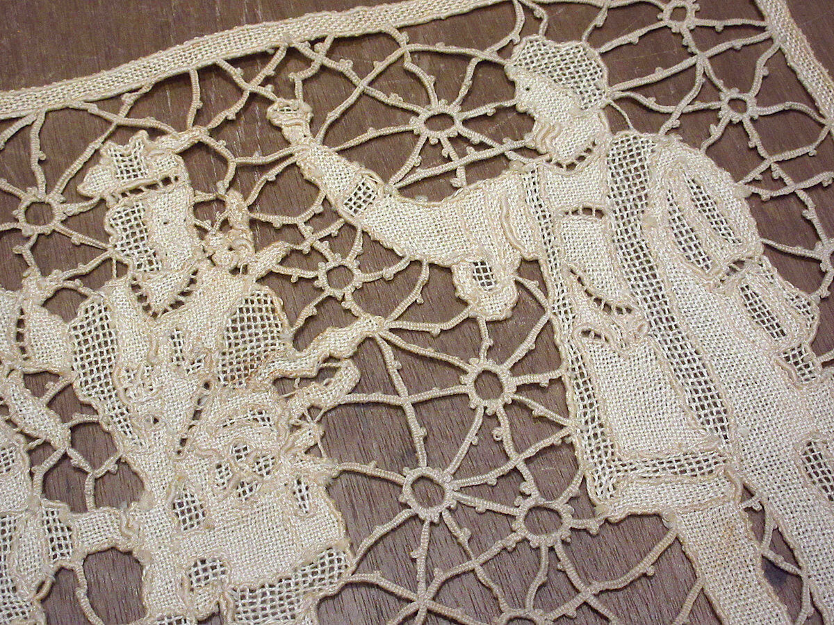 フランス　ビンテージ　タペストリー ビンテージ~40's○人物柄レースタペストリー○210522n5-sign