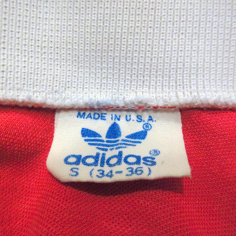 ビンテージ80's○adidasトレフォイルロゴゲームシャツ赤×白size S(34