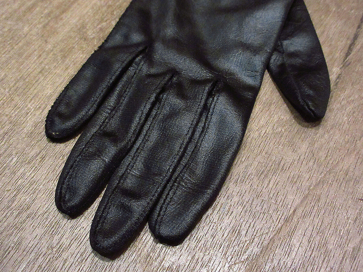 デッドストック　ヴィンテージ　グローブ　レザー ビンテージ~30's○DEADSTOCKレディースロンググローブ黒