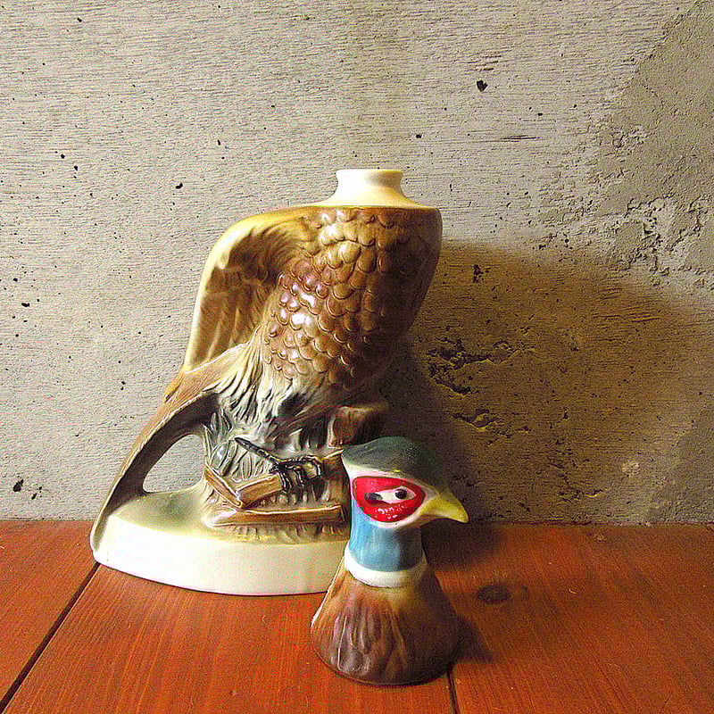 ビンテージ60's○Jim Beamキジセラミックデキャンタ○240206k8