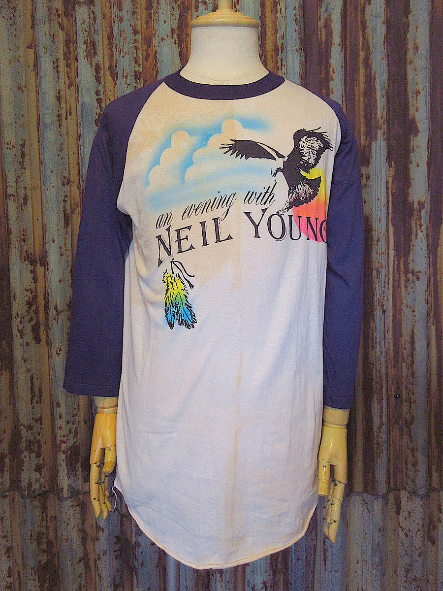 80s ニールヤング 1983年ツアーTシャツ シングルステッチ ビンテージ80's○DEADSTOCK NEIL YOUNG 1983年 TRANSツアー ラ