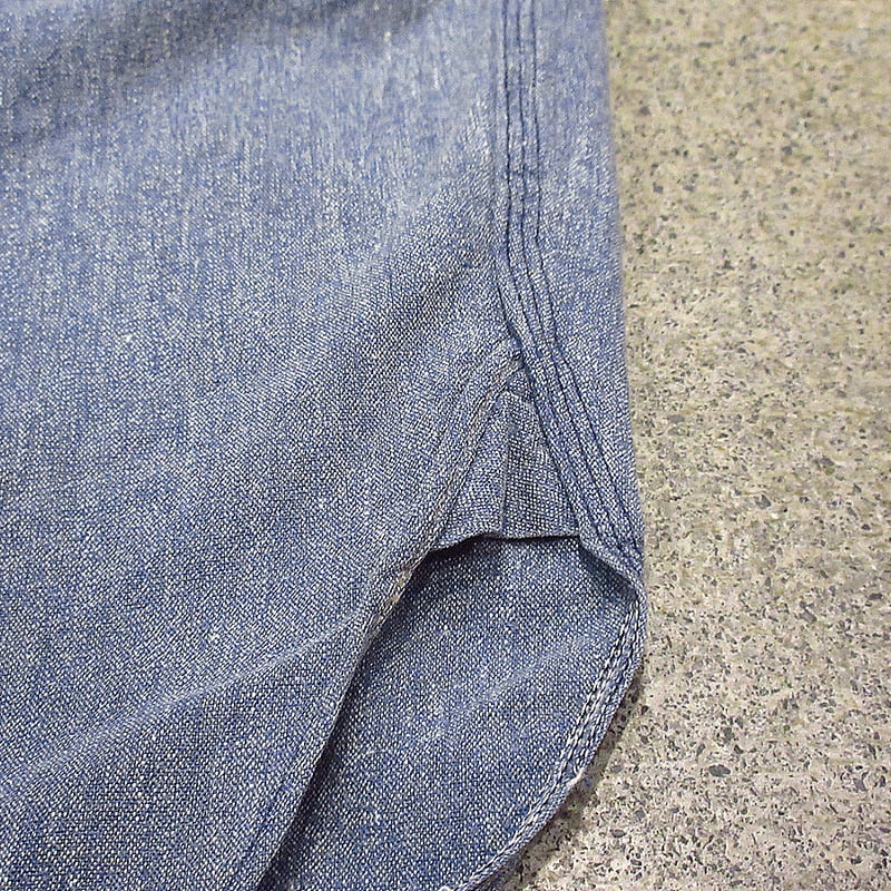 ビンテージ40's○BIG MACマチ付きシャンブレーシャツsize 17○240314i2-