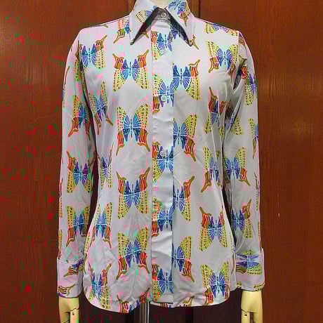 70'sビンテージ古着！アメリカ製 INK プリント 柄シャツ ディスコシャツ ディスコシャツ | STORES