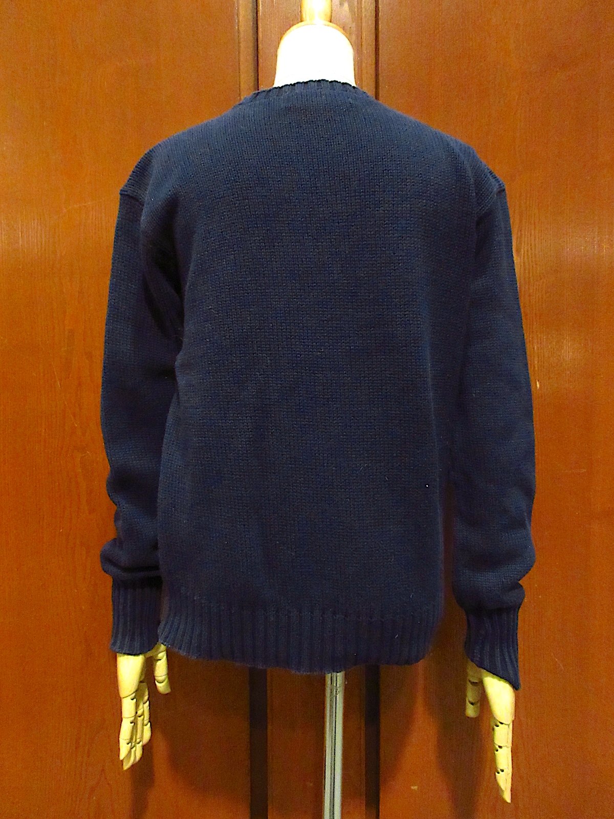 ビンテージ90's○POLO SPORTコットンニットクルーネックセーター紺size 
