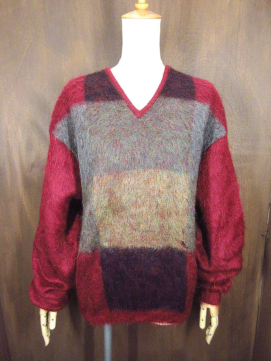 70s sears モヘアニット　Vネック ビンテージ70's○Sears Vネックモヘアセーターsize L○221117s4-m-sw