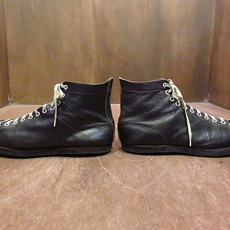 ビンテージ40's○レザーボウリングシューズ黒8○201105n2-m-oshs