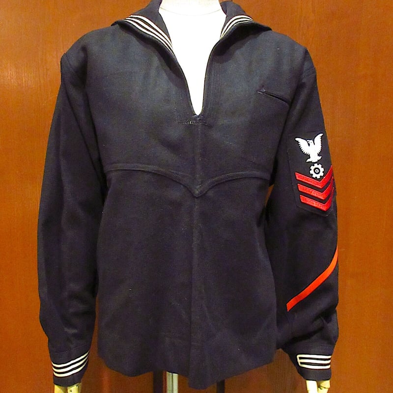 ビンテージ50's○U.S.NAVYウールセーラーシャツ濃紺size 44R○221023r1...