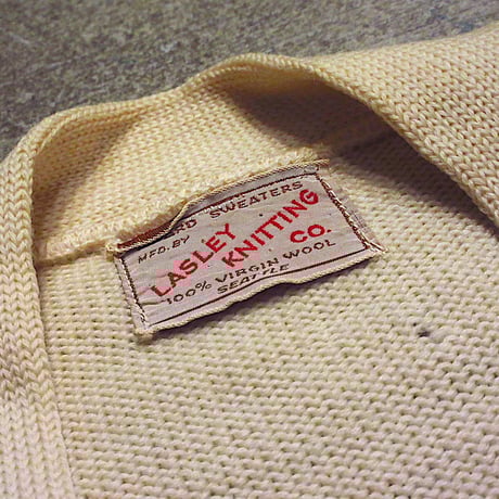 ビンテージ50's●LASLEY KNITTING Co.レターマンカーディガン生成り●231212m6-m-cdgレタード上着メンズ古着