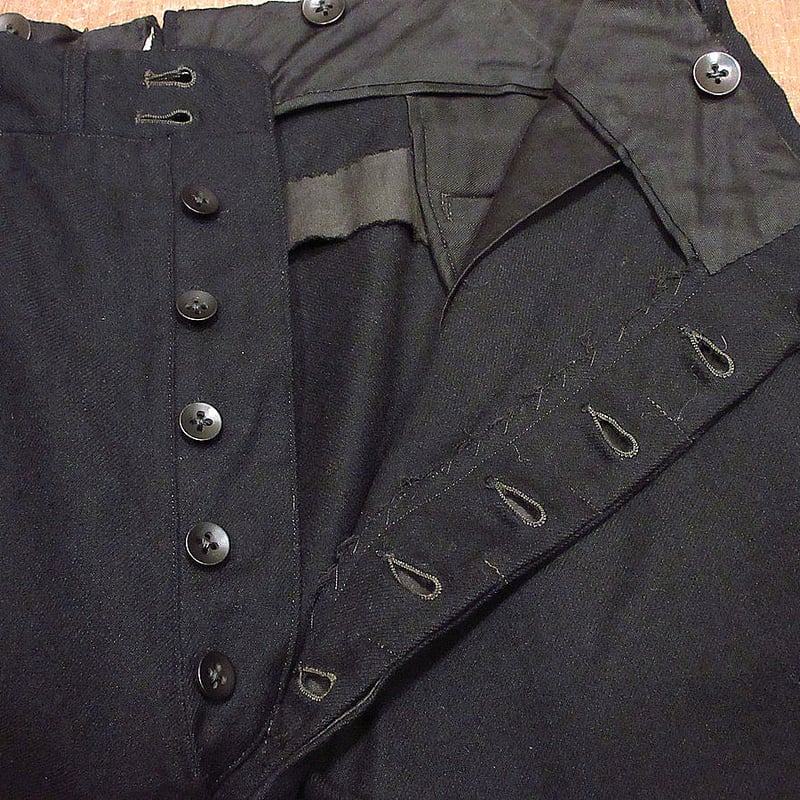 ビンテージ~30's○ボタンフライウールタキシードスラックス黒