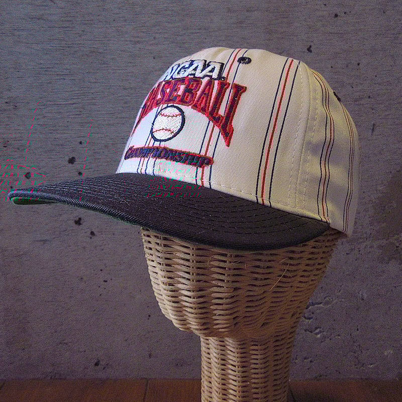 ビンテージ80's90's○STARTER NCAA刺繍入り6パネルキャップ白×黒○25010