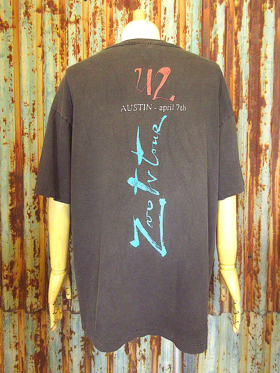 ビンテージ90's○U2 Zoo TVツアーTシャツ黒size XL○240702k1-m-t