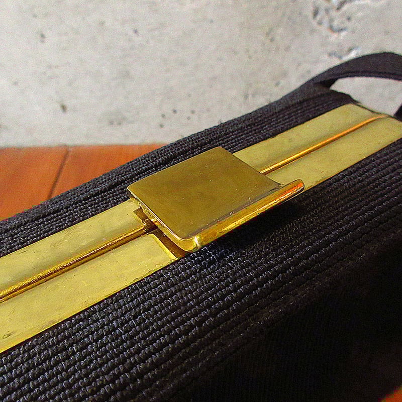 ビンテージ40's○コードハンドバッグ黒○240713k2-bag-hnd 1940s ビンテージ40's○コードハンドバッグ黒○240713k2-bag-hnd 1940s