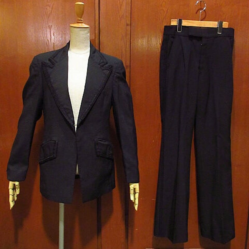 ビンテージ70's○after Sixタキシード ツーピース黒○210215f6-m ビンテージ70's○after Sixタキシード ツーピース黒○210215f6-m