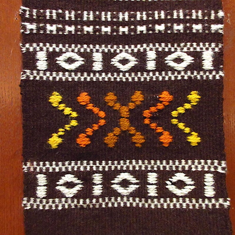 ビンテージ○ネイティブウールラグ茶約42cm×約19cm○220622c3