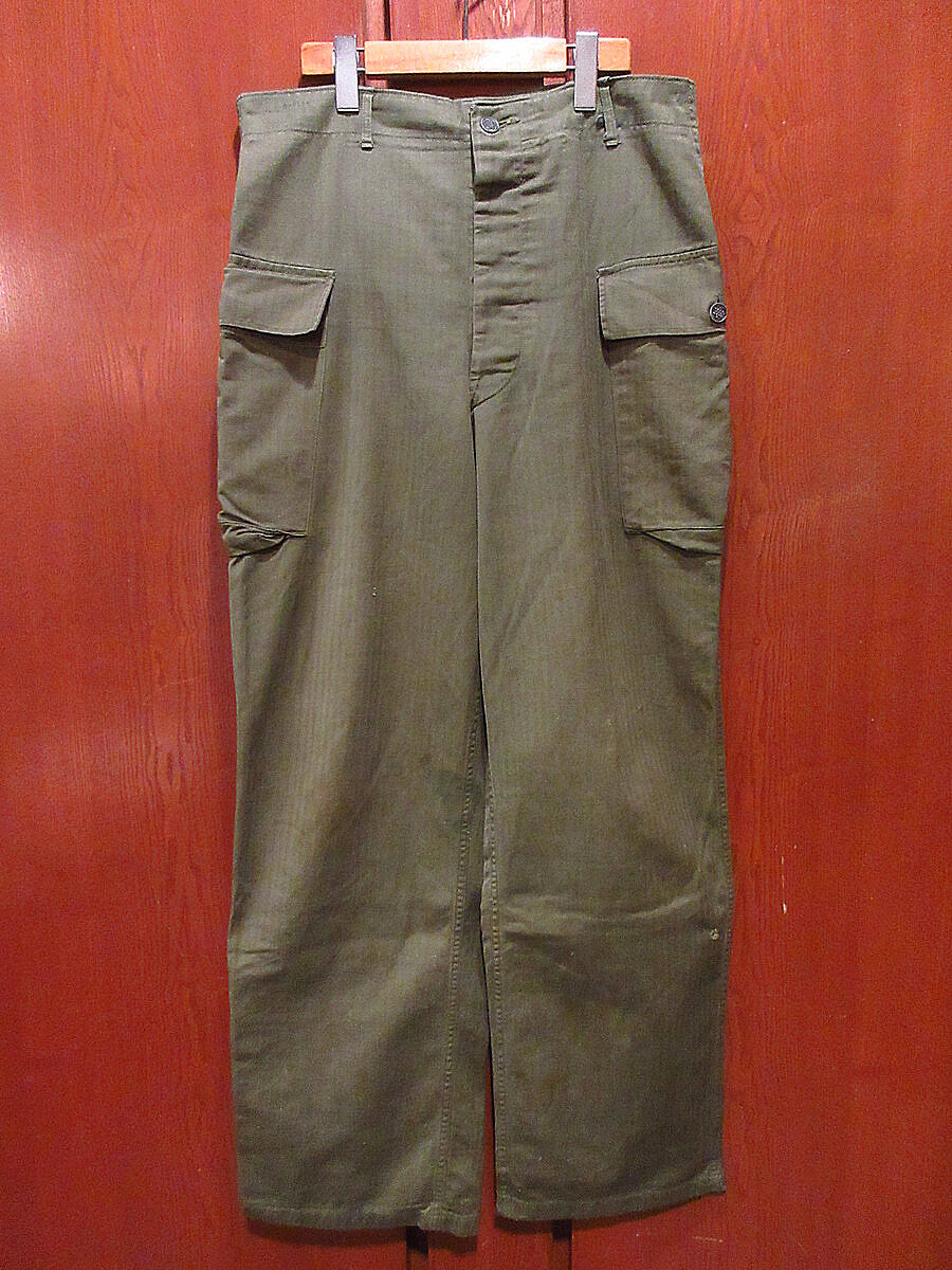 ビンテージ40's○U.S.ARMY M-43 13星ボタンHBTカーゴパンツ実寸W85cm○