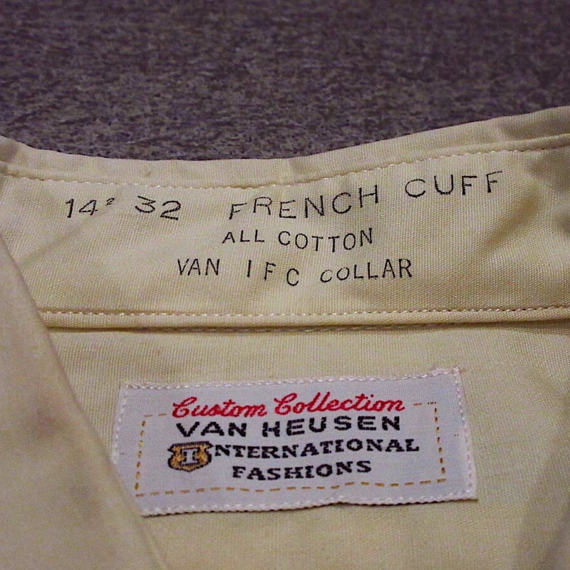 ビンテージ50's○VAN HEUSENマチ付きコットンドレスシャツ黄size 14 1