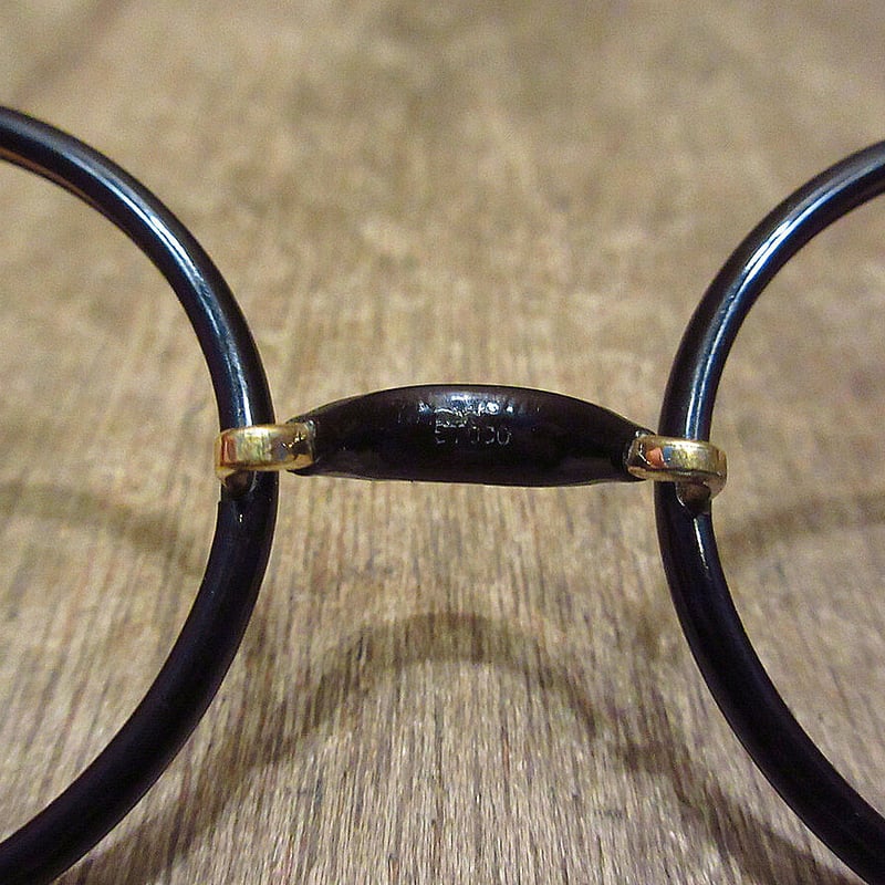 ビンテージ20's30's○ケース付きセル巻きラウンド眼鏡黒○220626i7