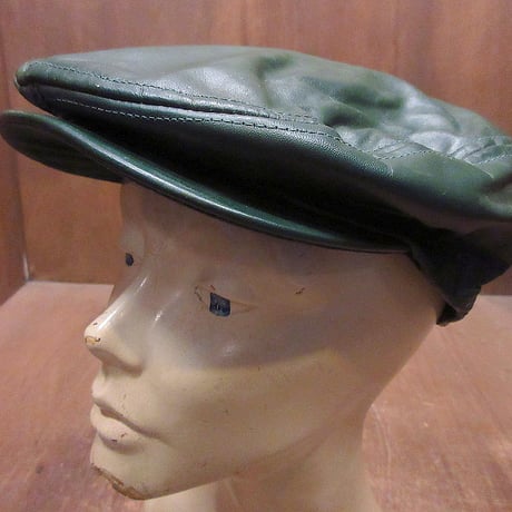 ビンテージ●BRONERレザーハンチング帽深緑size L●240310i4-m-cp-htgグリーンUSA製