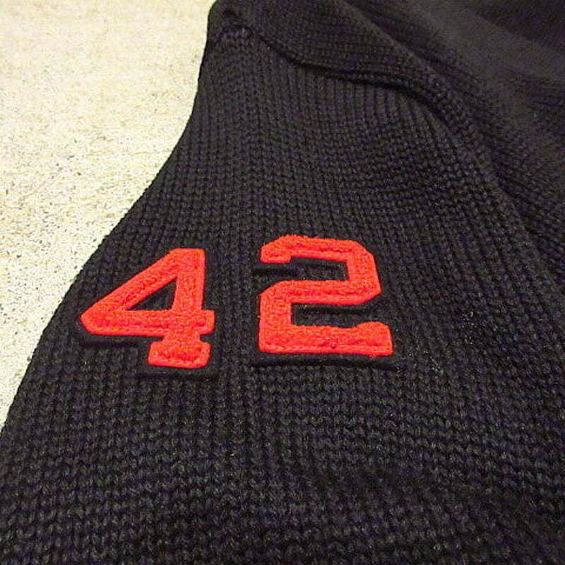 ビンテージ40's○Rugby Knitting Millsウールレターマンカーディガン黒