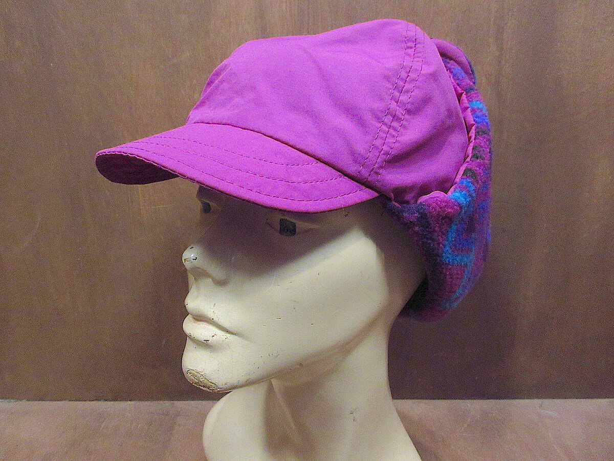 90'sColumbia/コロンビア/耳当て付きボアライナーボンバーキャップ 80s USA製 Columbia コロンビア 耳当て付き 2WAY キャップ 青系